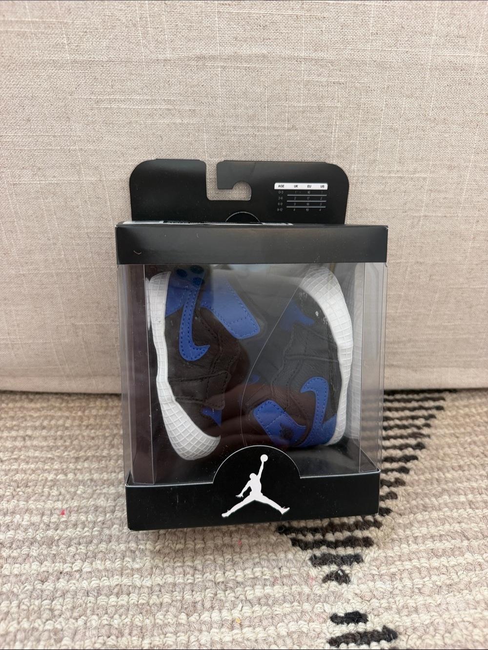 Air Jordan 1 crib bootie Black and royal Blue Infant Plush Sneaker Booties